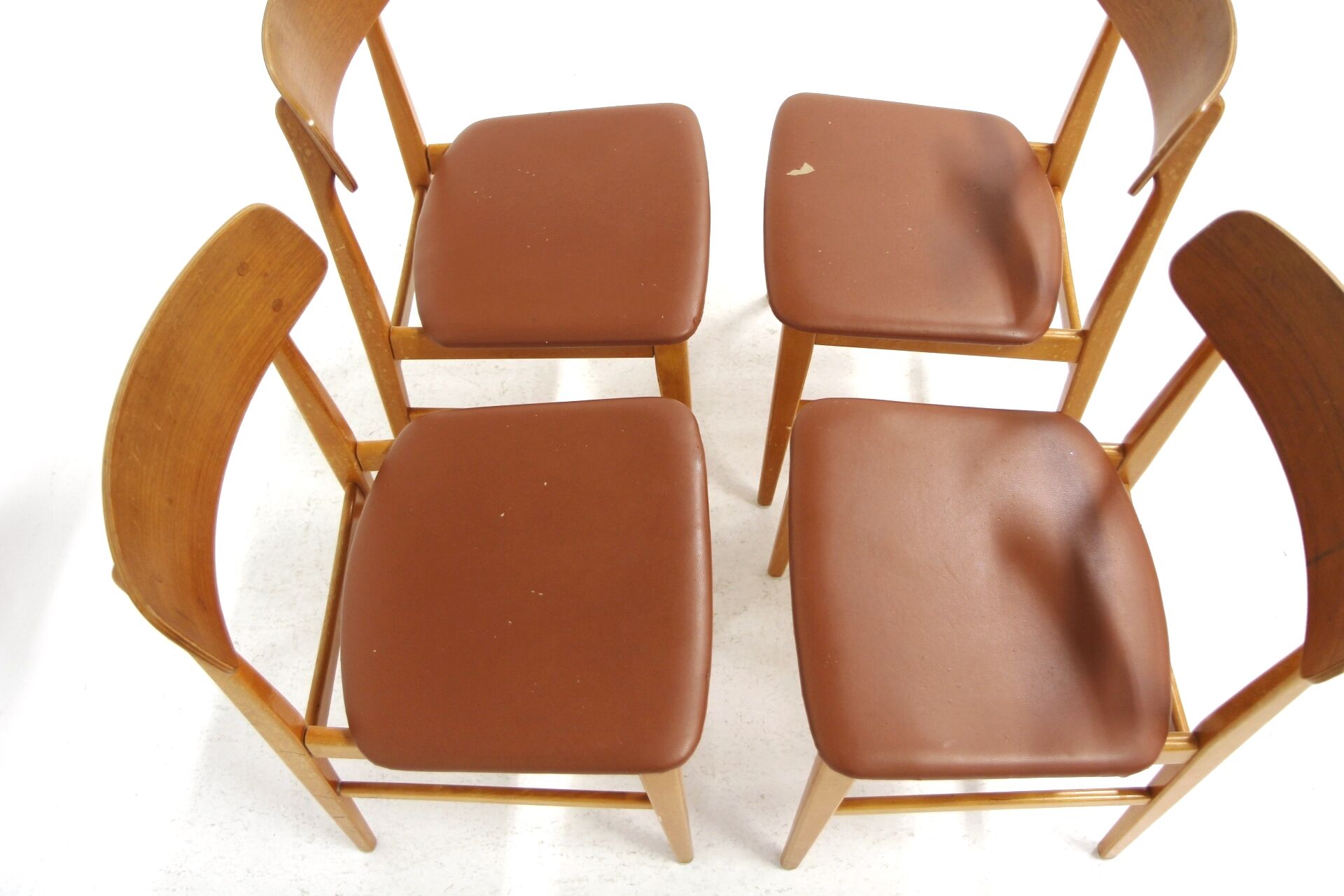 Set of 4 Scandinavian beech chairs, Sweden, 1960