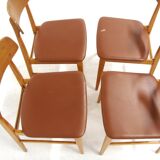 Set of 4 Scandinavian beech chairs, Sweden, 1960