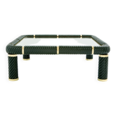 Table basse céramique vert olive et laiton de Tommaso Barbi 1970