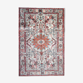 Oriental medallion area rug handmade cream wool carpet 200x300cm