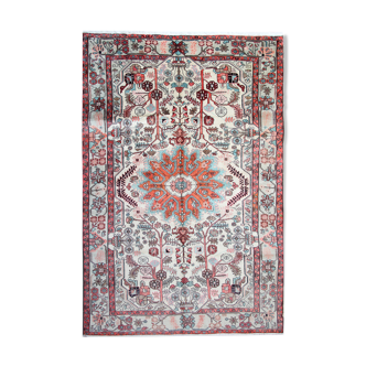 Oriental medallion area rug handmade cream wool carpet 200x300cm