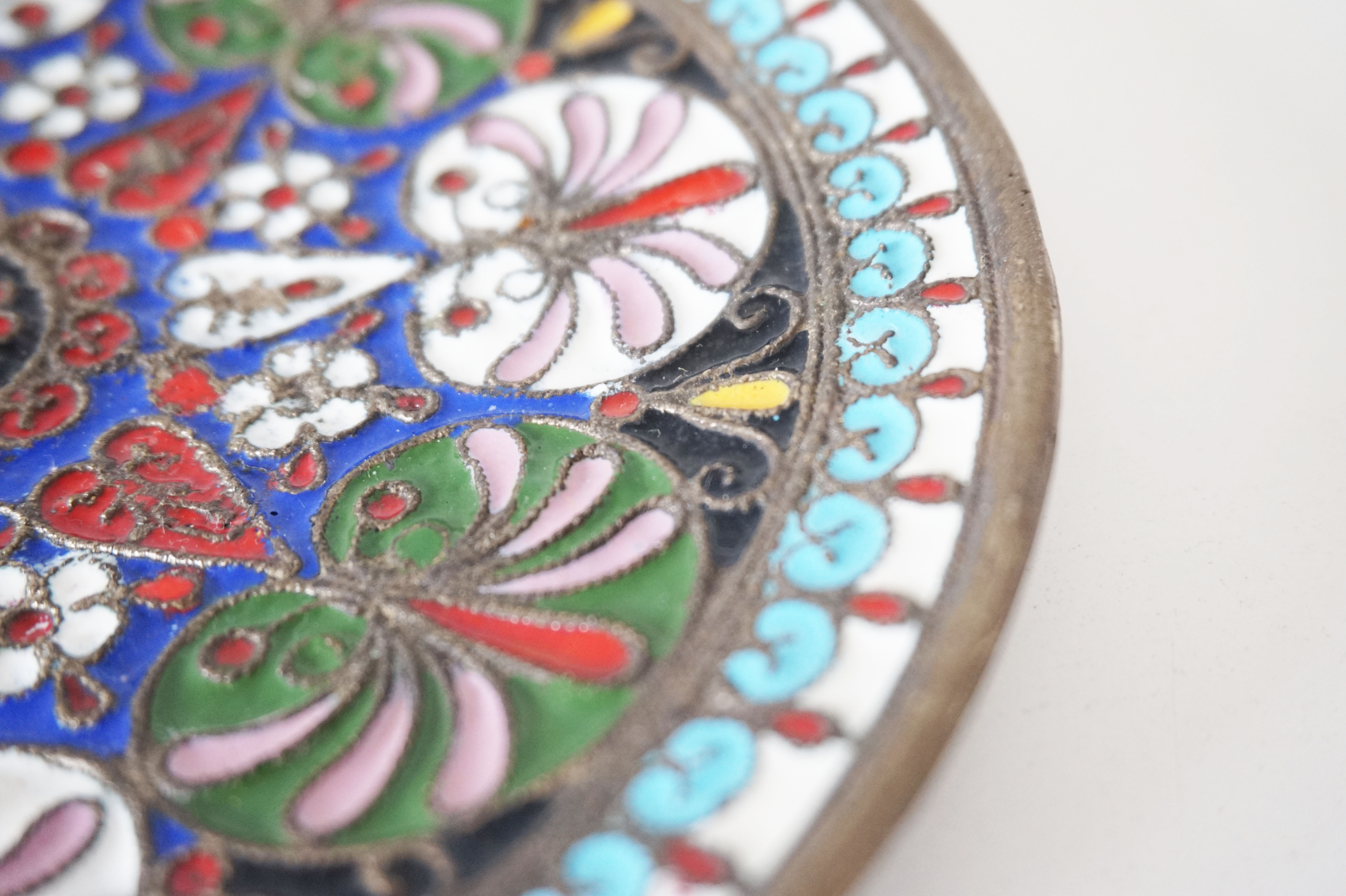Enamelled brass mandala wall circle