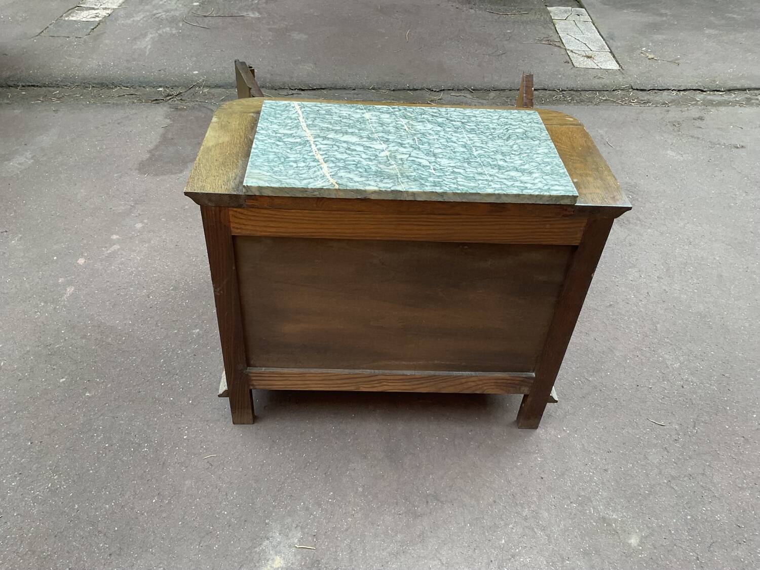 Oak and marble bedside table