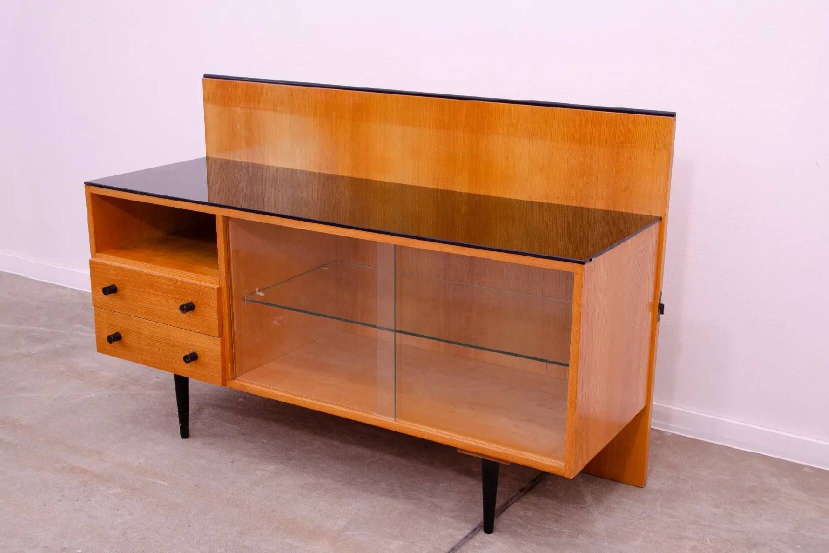 Mid-century glazed cabinet bookcase by Mojmír Požár