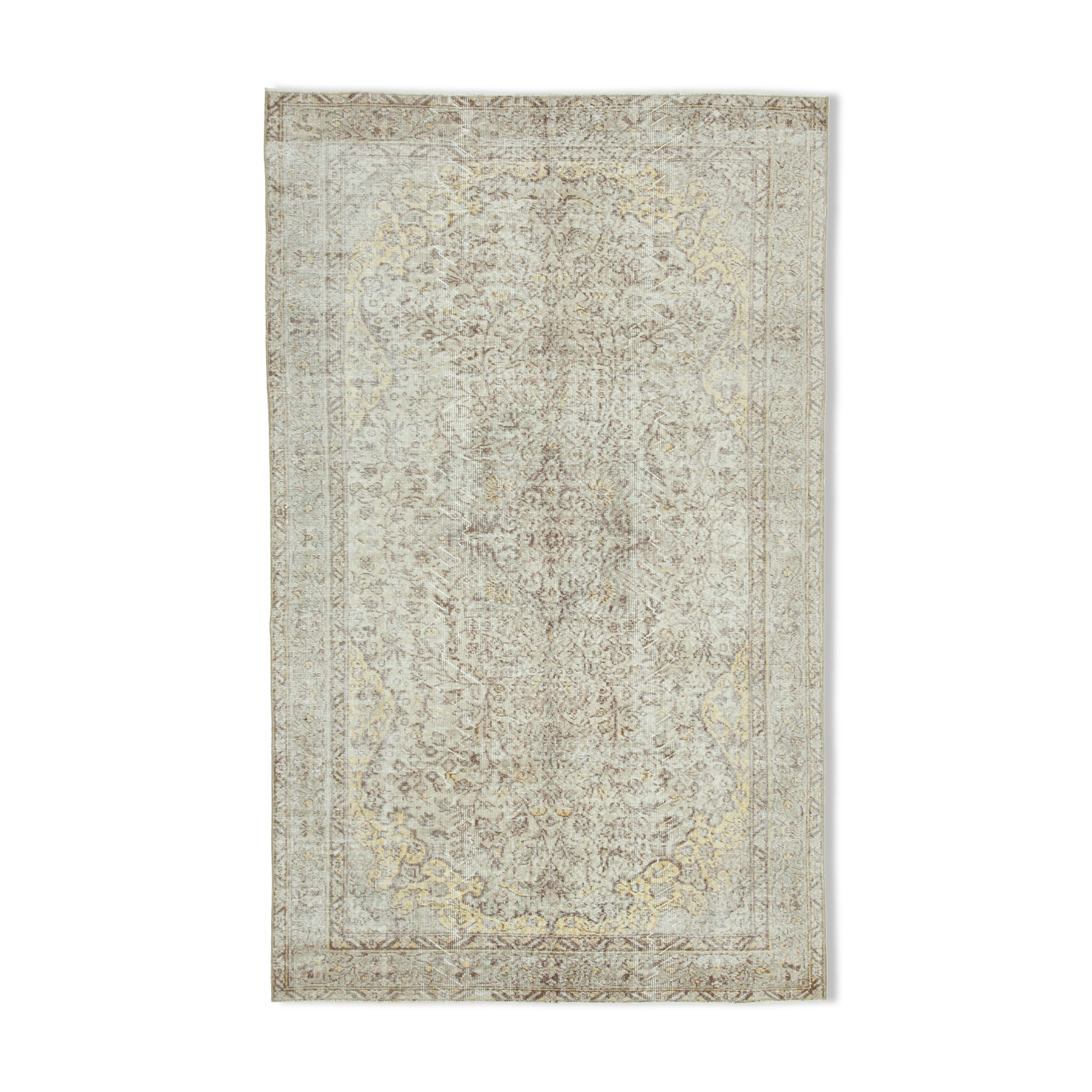 Handwoven antique anatolian beige rug 166 cm x 269 cm