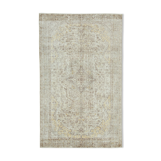 Handwoven antique anatolian beige rug 166 cm x 269 cm