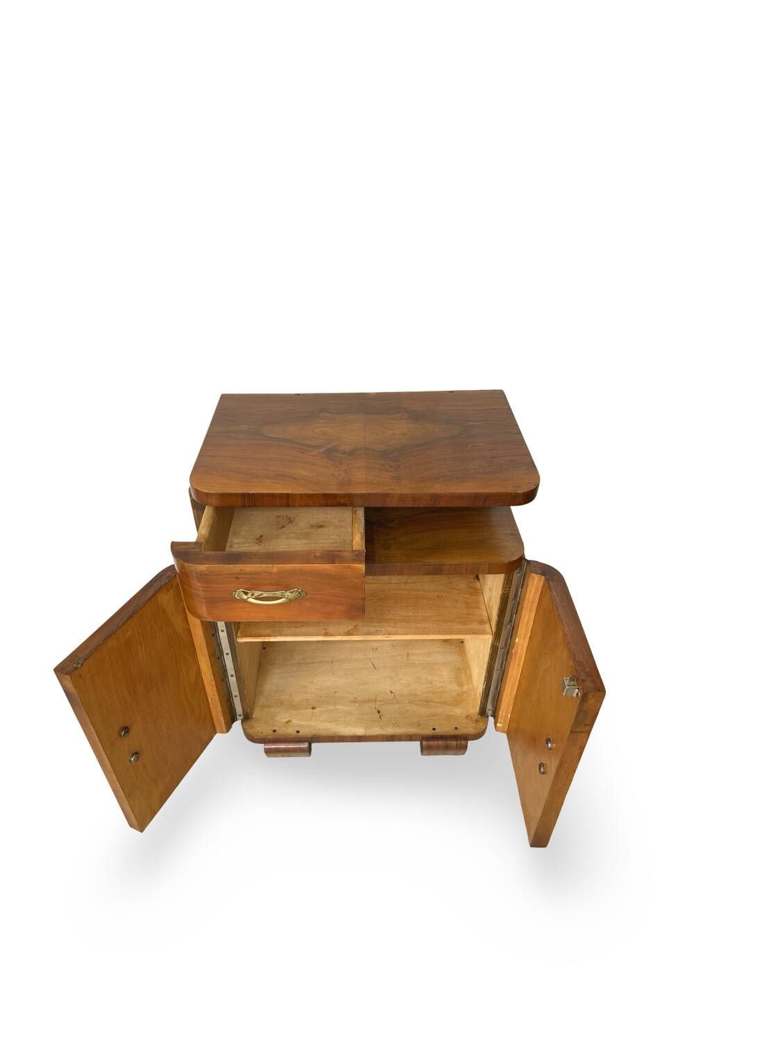 Tables de chevet Art déco italiennes en noyer, années 1940.