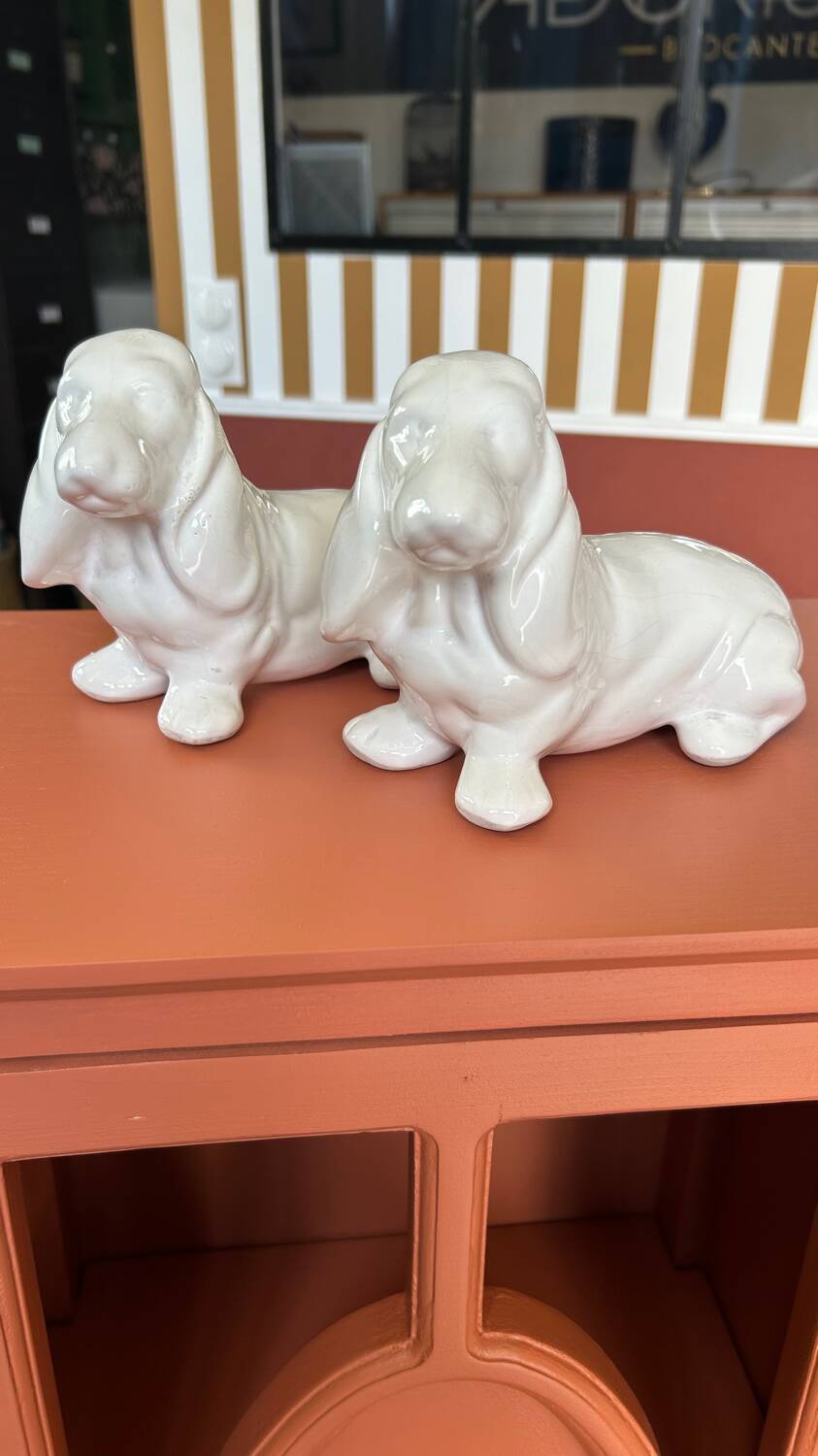 Couple de chiens en céramique