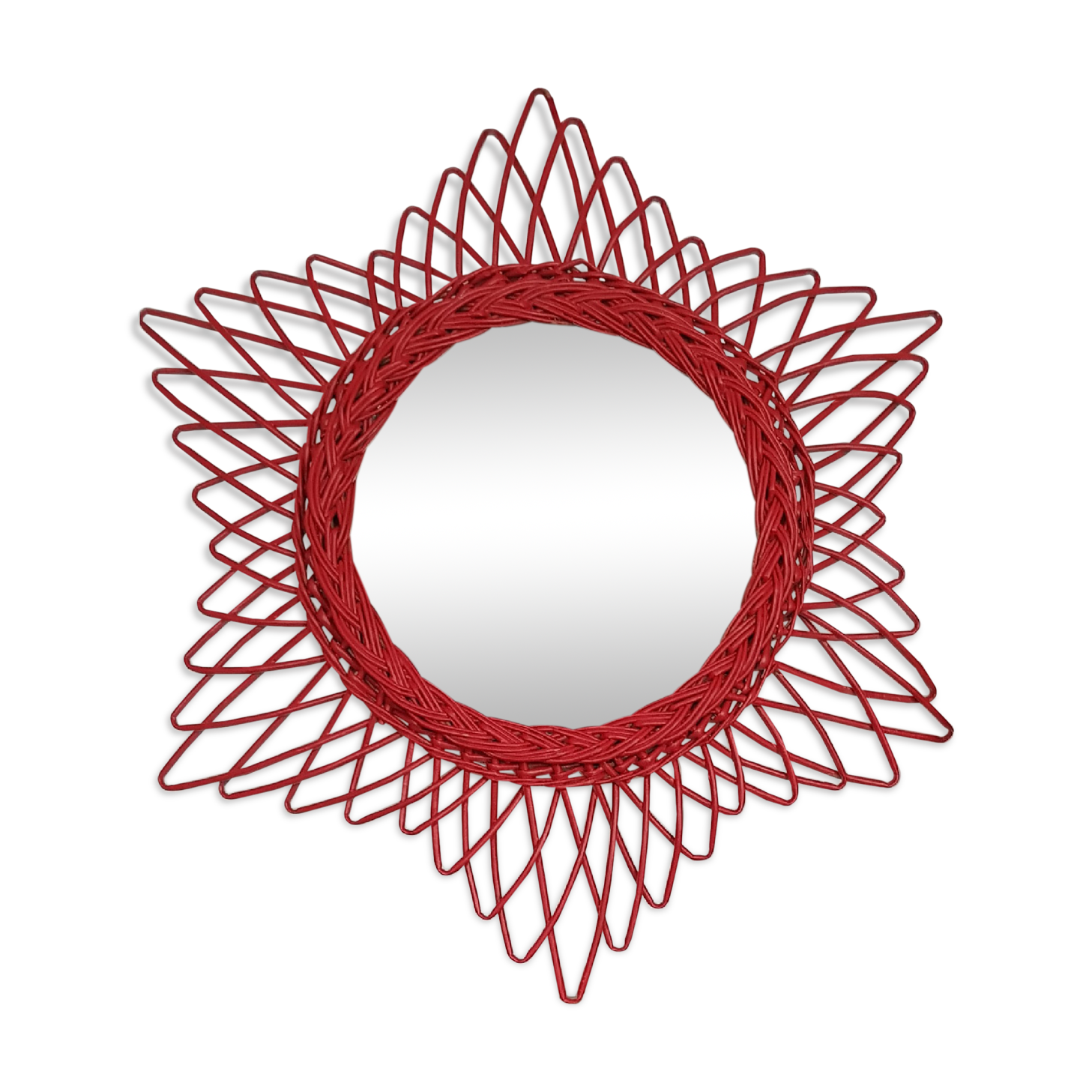 Mirror rattan 1960 Sun  23x23cm