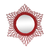 Miroir soleil rotin 1960 23x23cm