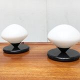 Vintage Swiss marble and glass table lamps by Optelma, set of 2.