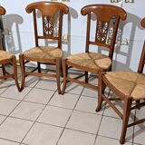 4 solid wood chairs with rush seats