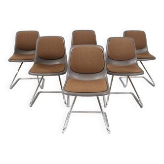 Ensemble de 6 chaises cantilever Space Age par Mauser Werke, modèle : CD3, Allemagne, années 1970