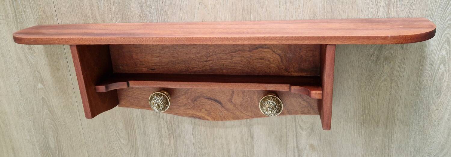 1950s mahogany wood wall shelf