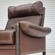 1970s, Danish armchair, original condition, furniture leather, dark oak wood.