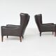 Pair of Durlet lounge chairs in brown leather Belgium 1960