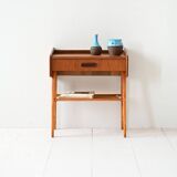 Scandinavian bedside table in teak and rattan