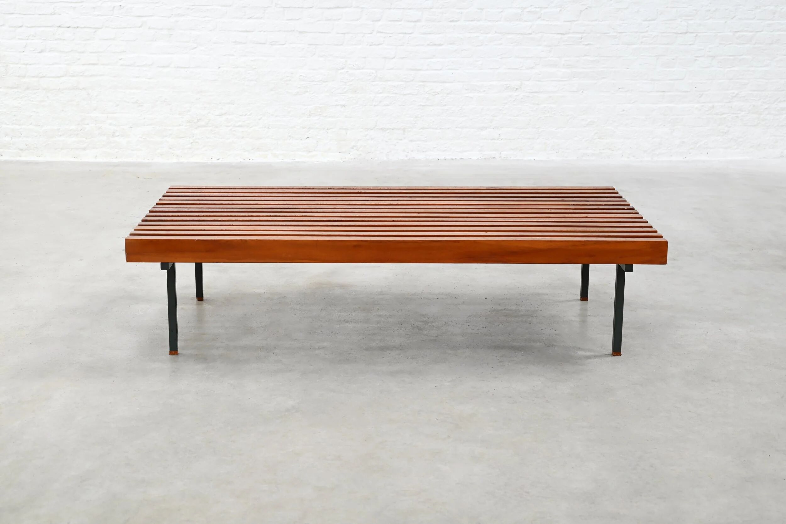 French slatted wood coffee table / bench, 1960s