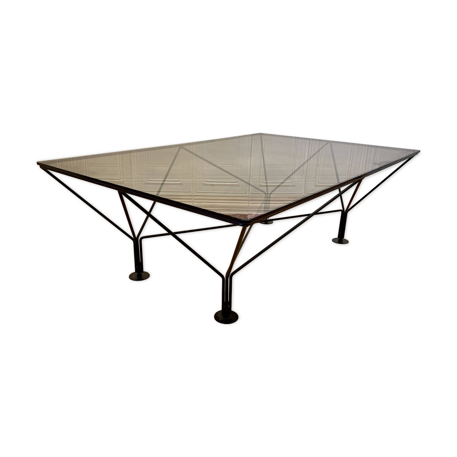 Designer glass and metal coffee table.