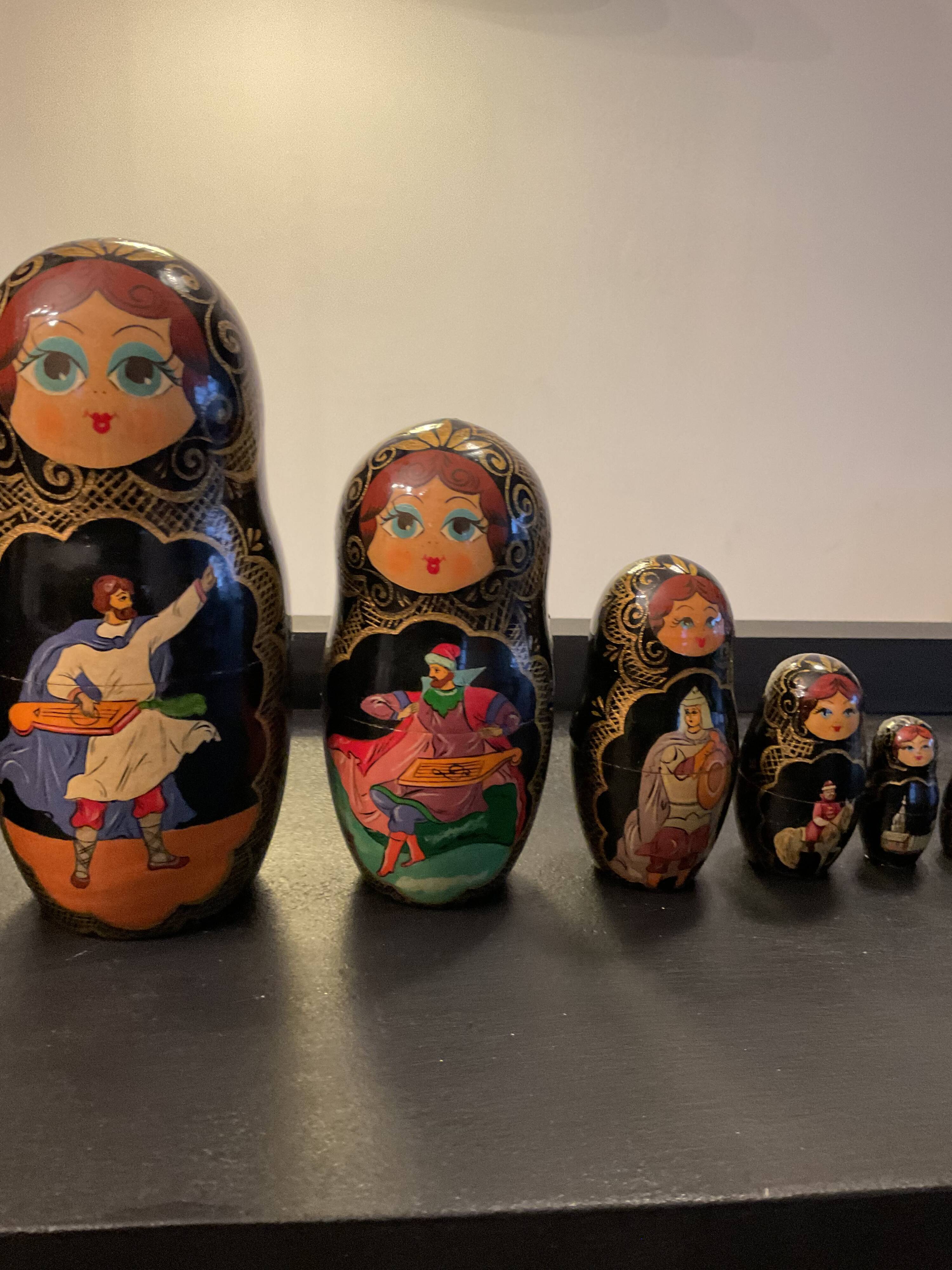 Series of 10 old Russian Matryoshka dolls