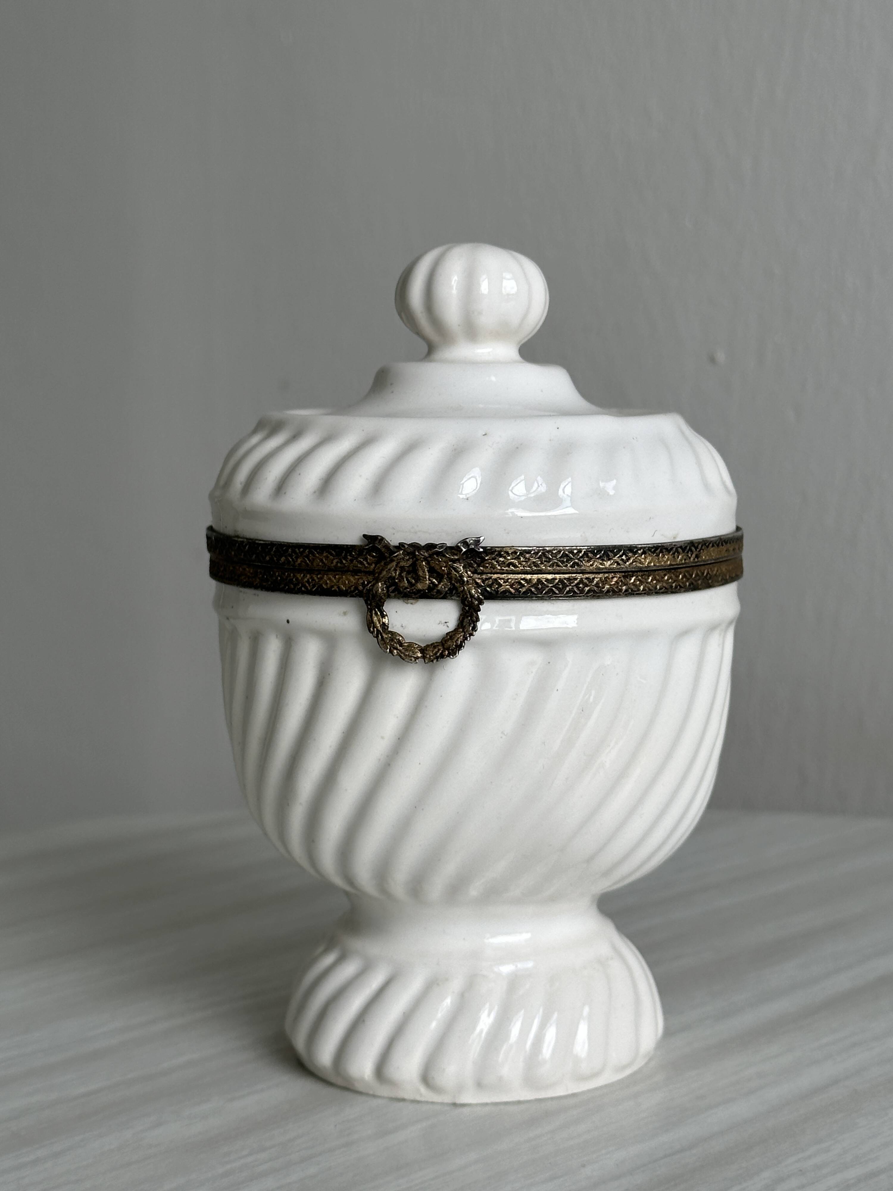 Antique white porcelain candy box