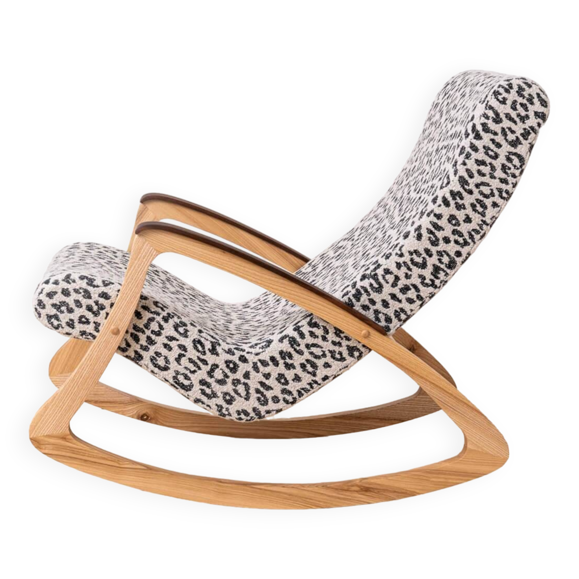 Mid Century Modern Vintage Rocking Chair, Czechoslovakia, 1950s, Reupholstered