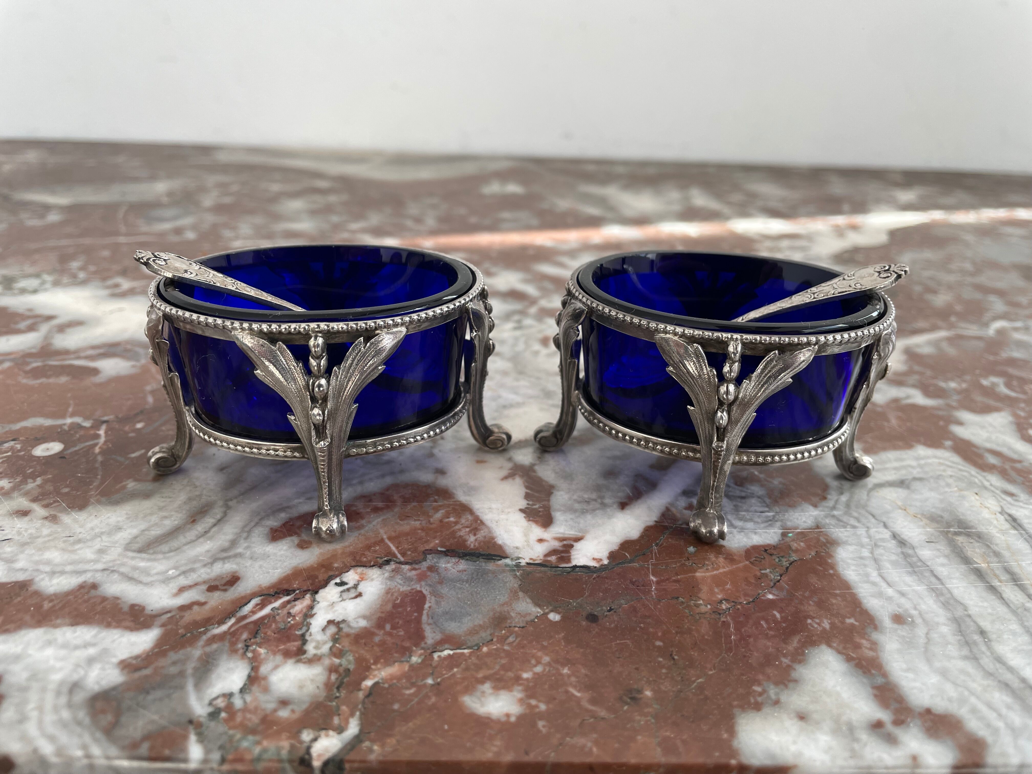 Pair of salerons in silver 925 goldsmith Antoine Cosson