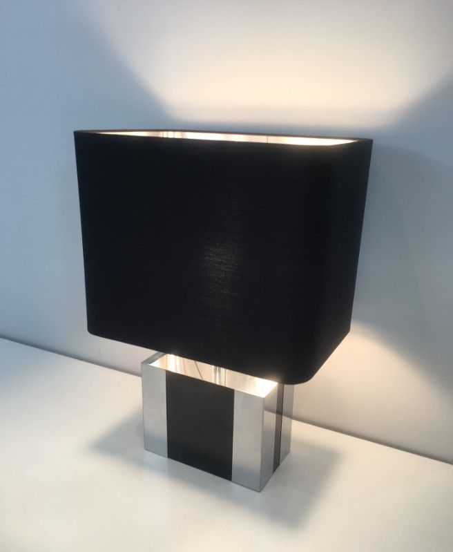 Chrome and black lacquer lamp