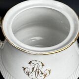 Large 19th century Paris porcelain sugar bowl with ARJ gold monogram