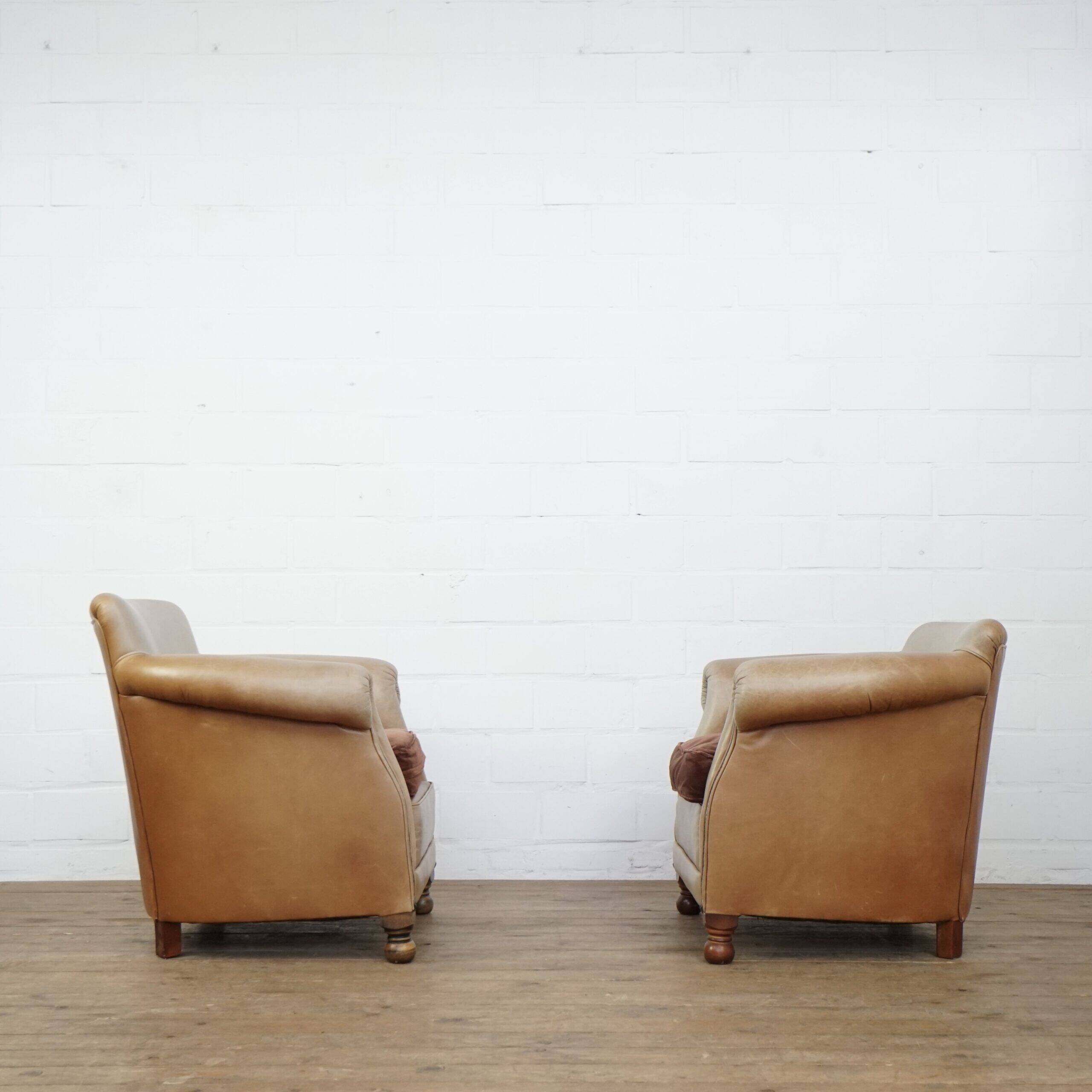 Set of two leather club chairs