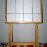 Folding table made of wood and earthenware