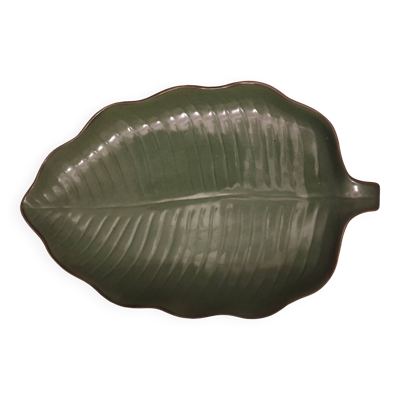 Grand plat feuille verte