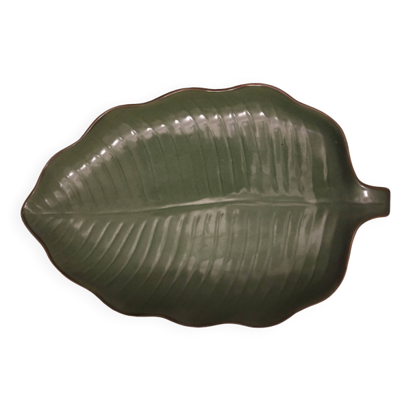 Grand plat feuille verte