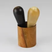 Carl Aubock II "The Bombs" salt and pepper shakers, walnut & horn, 1950s