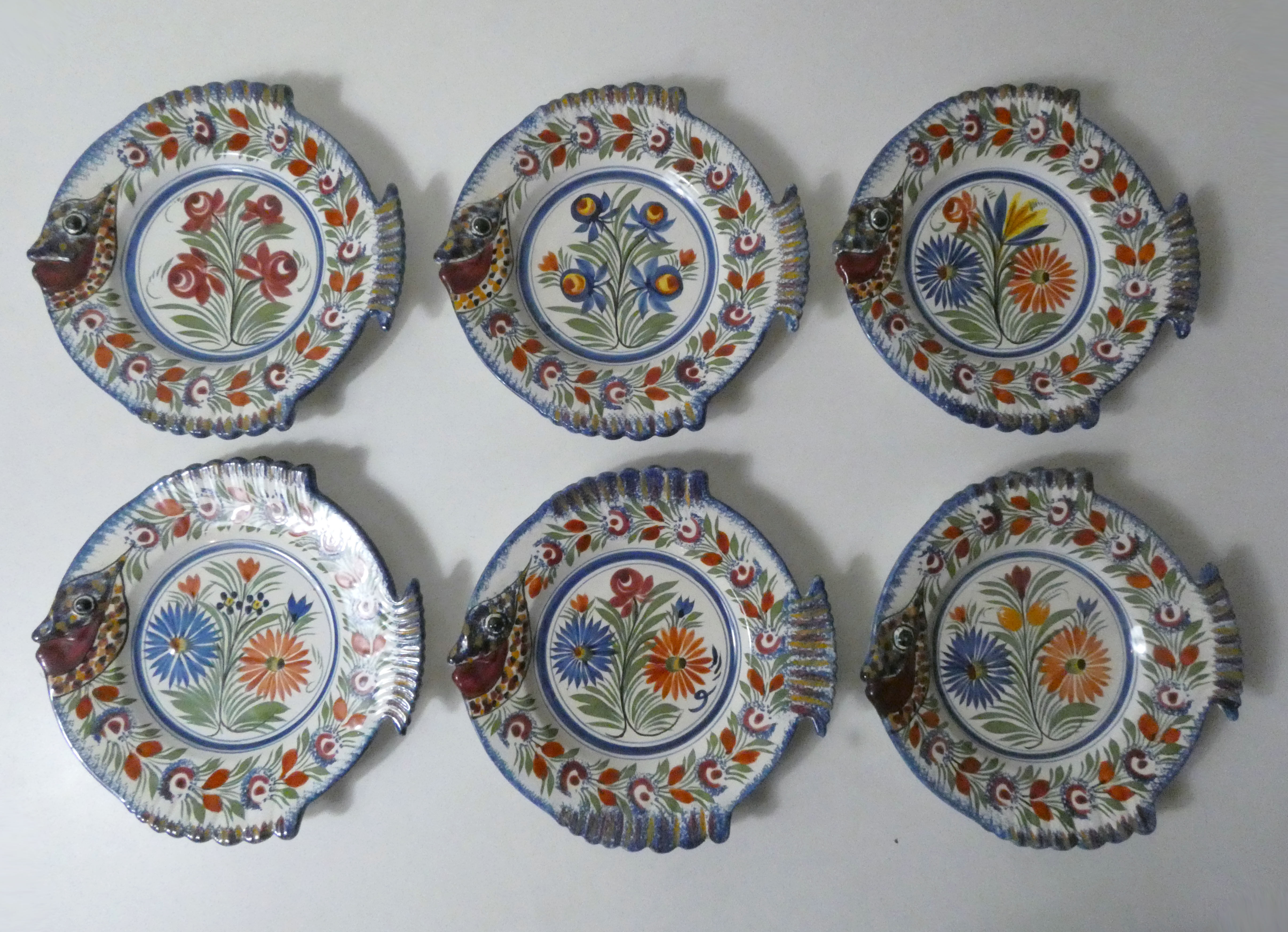 Henriot Quimper 6 fish plates (lot n°2)