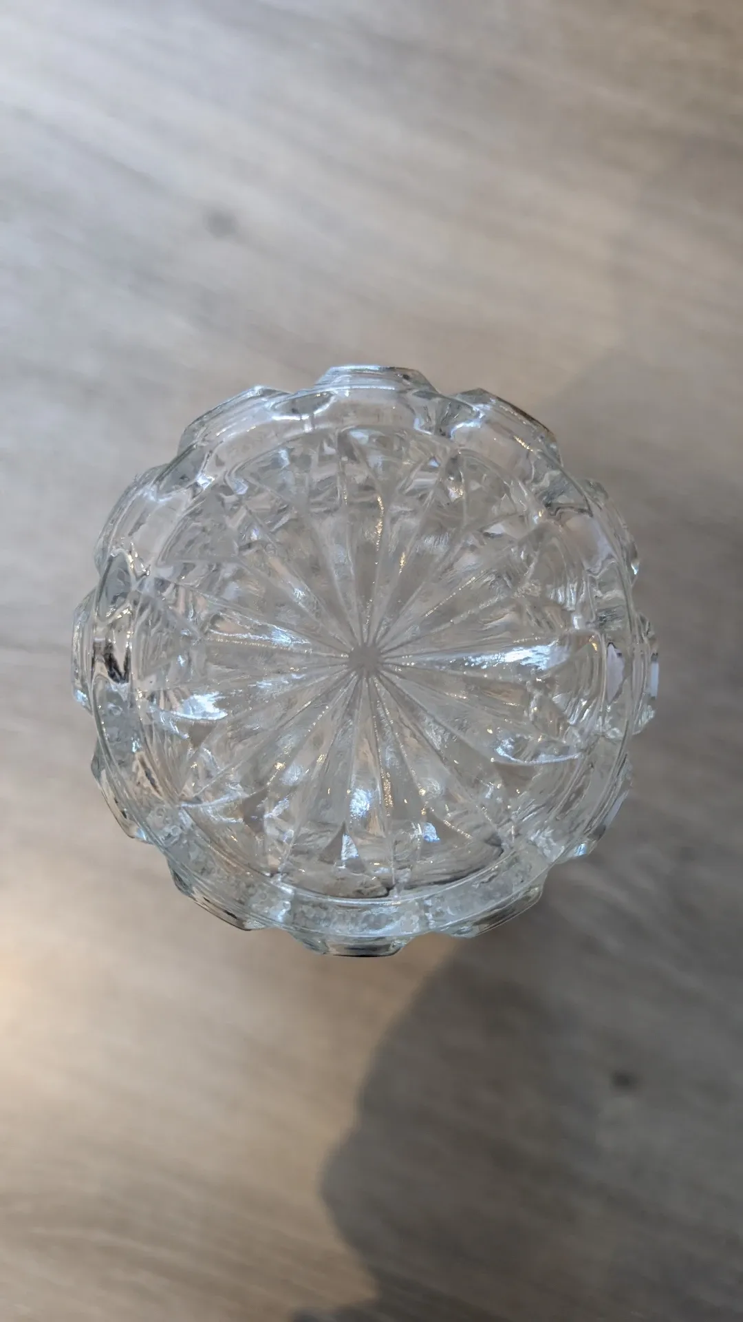 Vintage textured moulded crystal cylindrical vase - 1970s - 24 cm