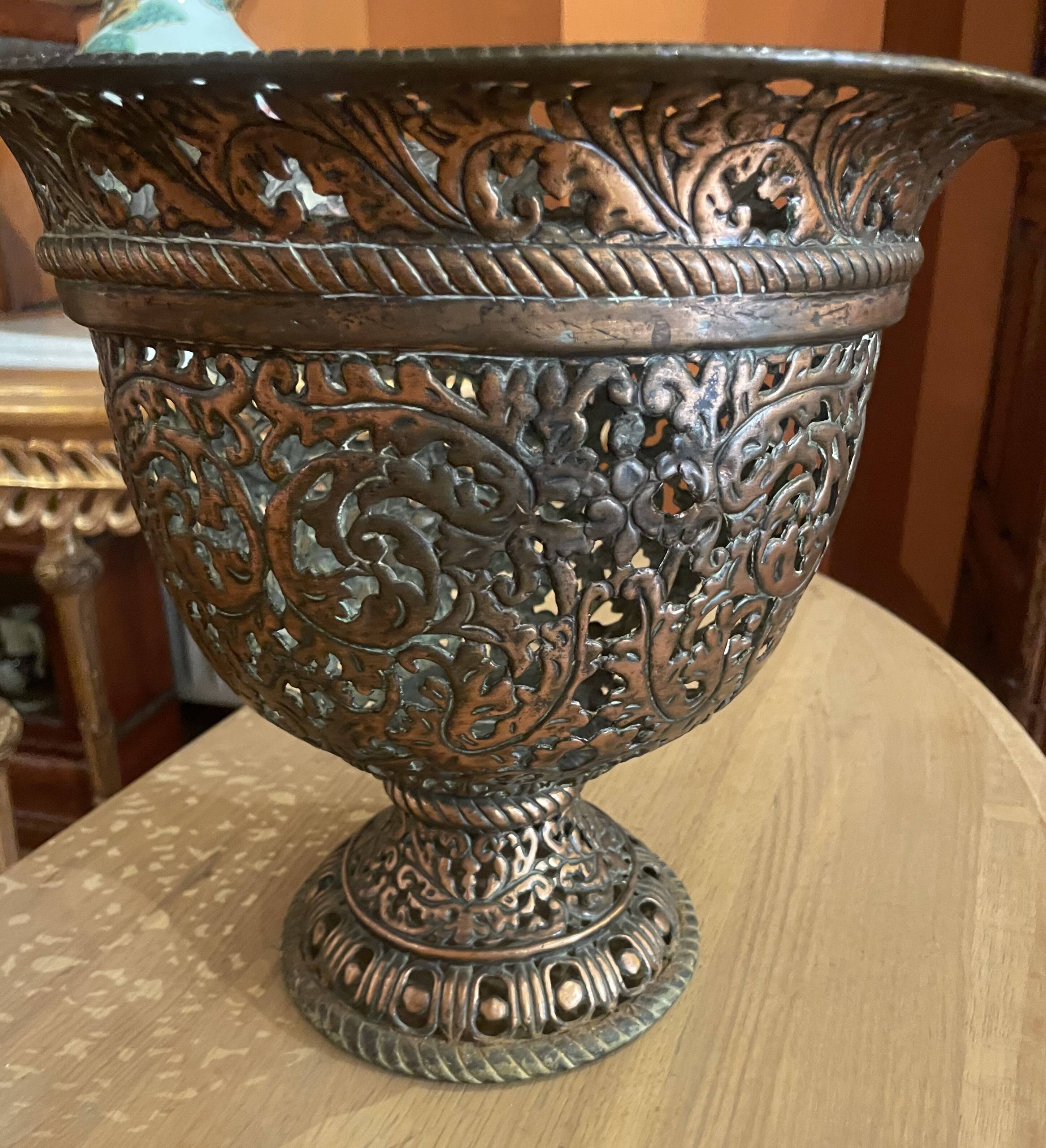 17th century Italian chased bronze cup or urn