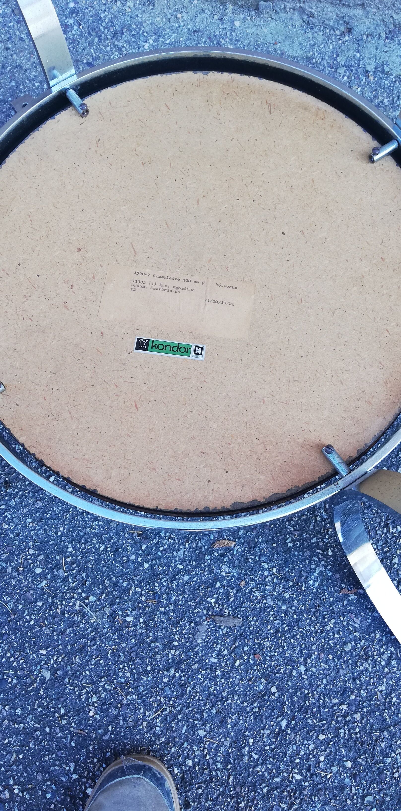 Vintage coffee table round chrome and copper