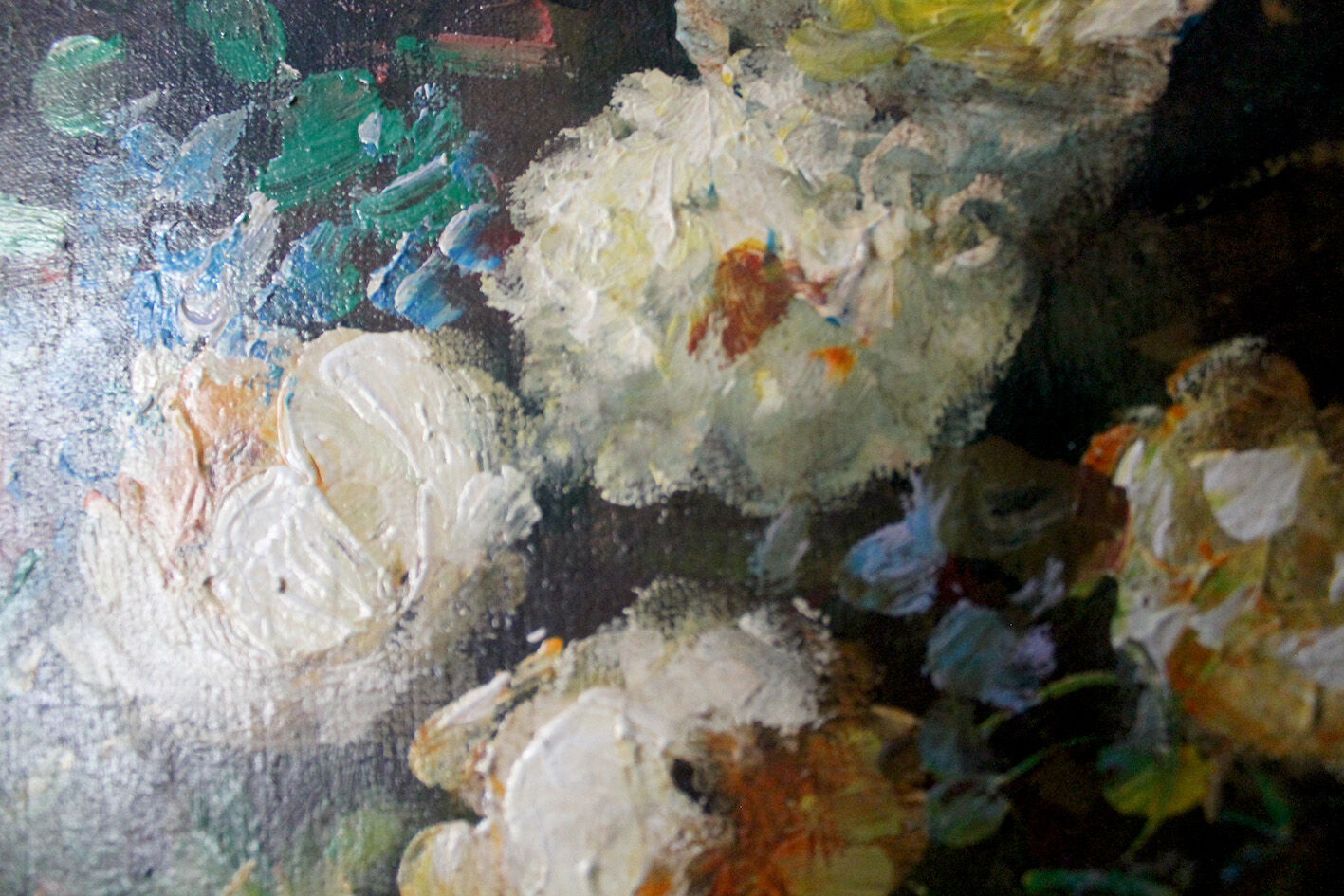 Painting bouquet old oil on canvas