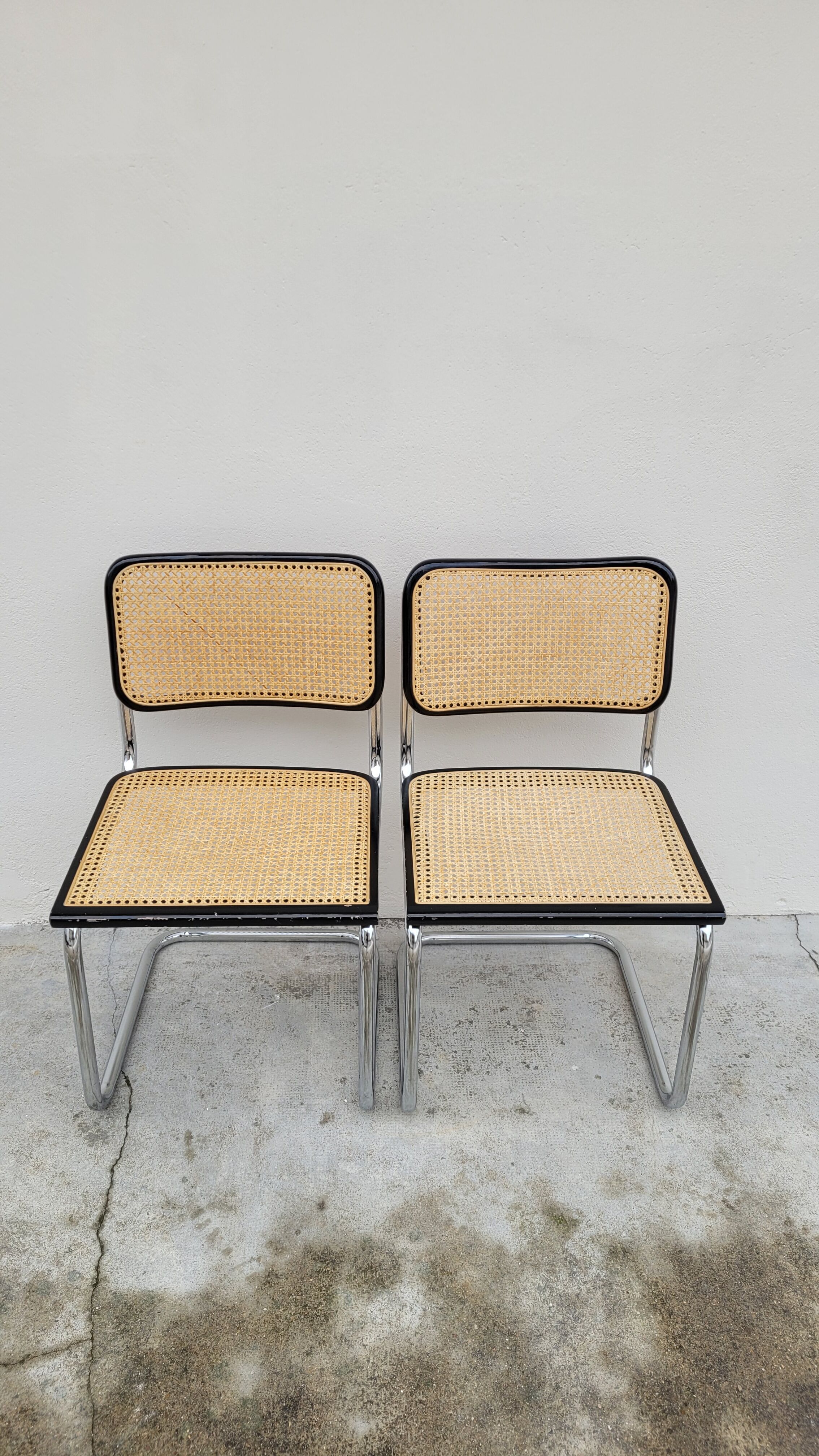 Pair of chairs B32 by Marcel Breuer signed Italy