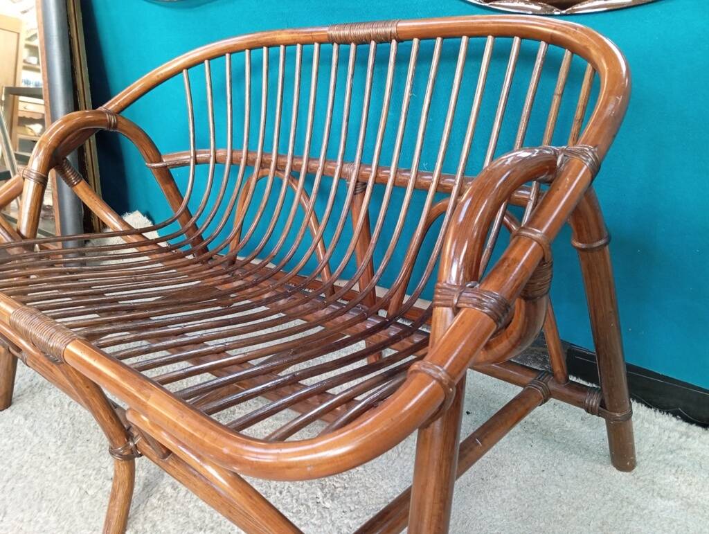 80s rattan bench