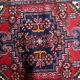 1950s handmade wool medallion rug, red and navy, 96 × 144 cm - 1C1290
