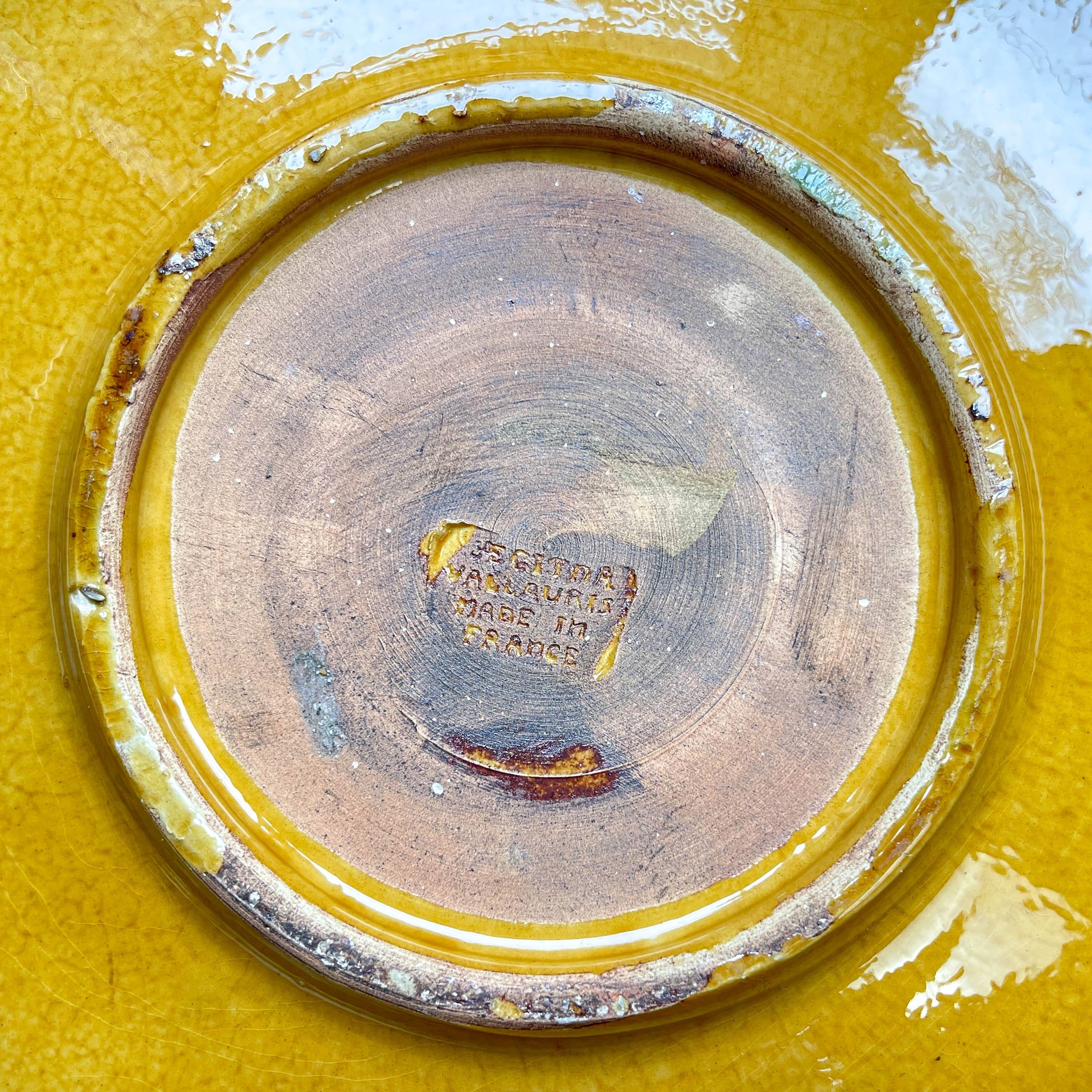 Vintage ochre earthenware dish AEGITNA Vallauris 1950/60