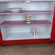 Meuble de métier , buffet parisien en tôle émaillé rouge et blanc