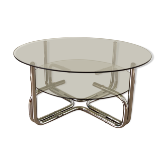 Coffee table chrome and glass 70s