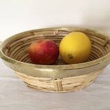 Rattan and gilded brass basket