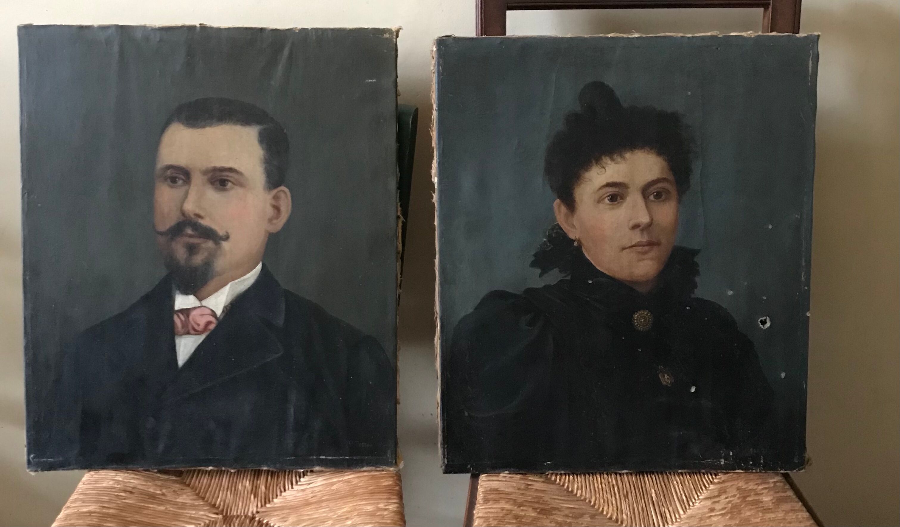 Oil portraits on canvas 19th century