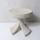 antique small tripod bench/stool in solid carved brutalist wood