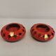 Pair of candle holders from the 1960s-1970s, crafted in red ceramic