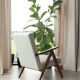 Fauteuil vintage blanc cassé bouclé zig Zag 1970